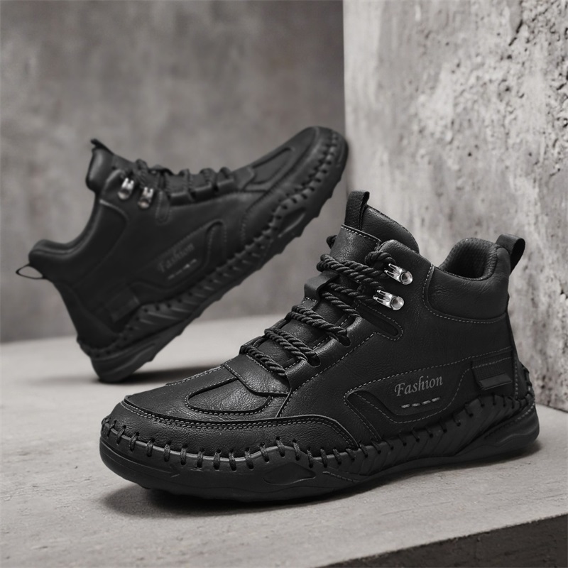 (⏰Limited-Time 70% Discount Promotion) Men's Versatile Casual Handmade Boots - Waterproof, Slip-Resistant, Puncture-Resistant, Fireproof, Arch Support, Wide Toe, Shock Absorption, Outdoor Genuine Leather Boots