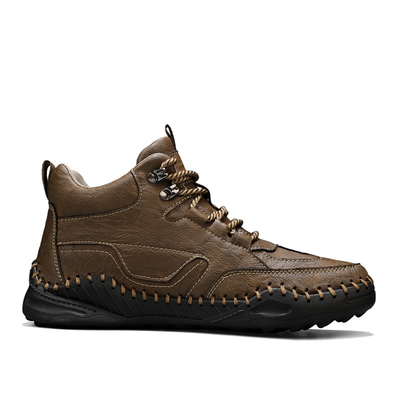 (⏰Limited-Time 70% Discount Promotion) Men's Versatile Casual Handmade Boots - Waterproof, Slip-Resistant, Puncture-Resistant, Fireproof, Arch Support, Wide Toe, Shock Absorption, Outdoor Genuine Leather Boots