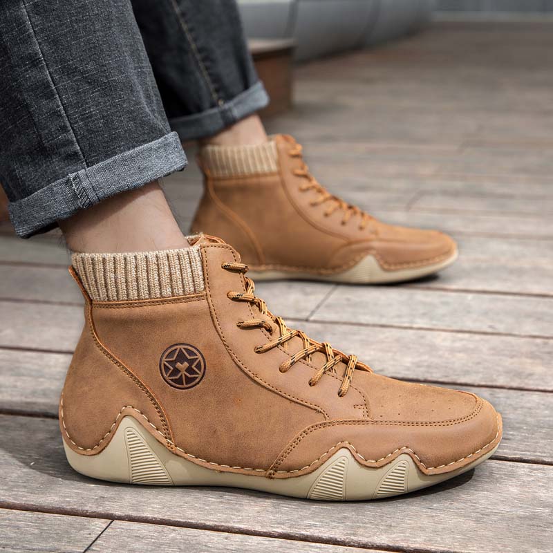 (⏰Limited Time Sale 70% OFF) Men's Orthopedic Comfort Handcrafted Leather Boots - Waterproof, Slip-Resistant, Puncture-Resistant, Arch Support, Ankle Support, Wide Toe, Shock Absorption