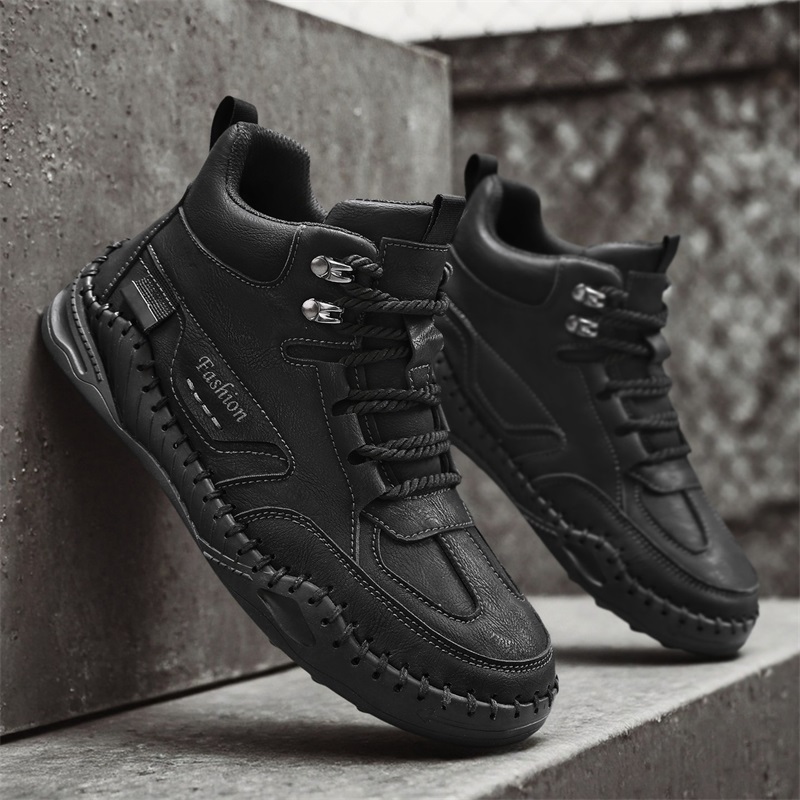(⏰Limited-Time 70% Discount Promotion) Men's Versatile Casual Handmade Boots - Waterproof, Slip-Resistant, Puncture-Resistant, Fireproof, Arch Support, Wide Toe, Shock Absorption, Outdoor Genuine Leather Boots