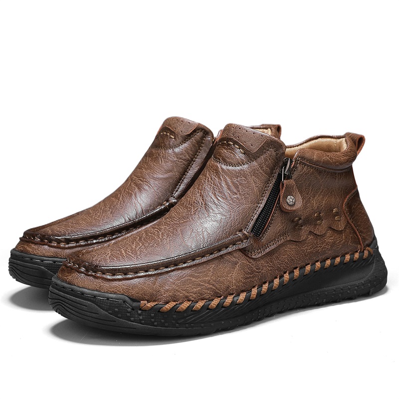 ⏰Limited Time Sale 70% OFF – Men’s Retro Leather Zip Boots 👞 Built for Comfort, Wide Toe, Arch Support, Pressure Relief, Waterproof for Every Season