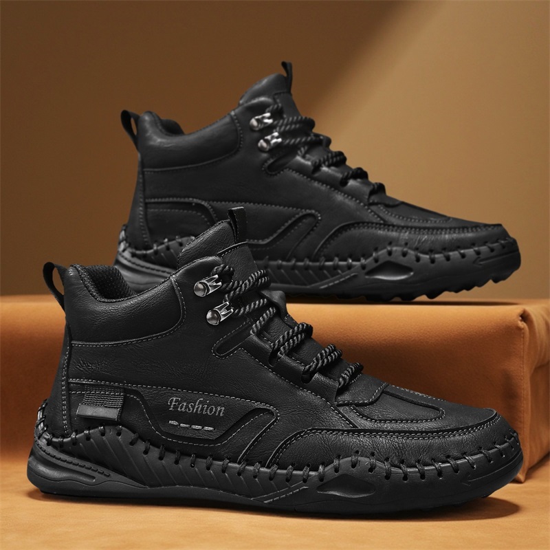 (⏰Limited-Time 70% Discount Promotion) Men's Versatile Casual Handmade Boots - Waterproof, Slip-Resistant, Puncture-Resistant, Fireproof, Arch Support, Wide Toe, Shock Absorption, Outdoor Genuine Leather Boots