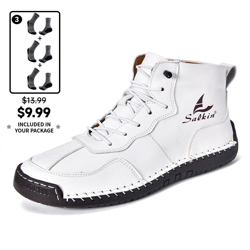 (⏰Limited Time Sale 70% OFF) Men's Orthopedic Comfortable Handmade Leather Boots - Waterproof, Non-Slip, Arch Support, Wide Toe, Shock-Absorbing, Outdoor Leather Boots