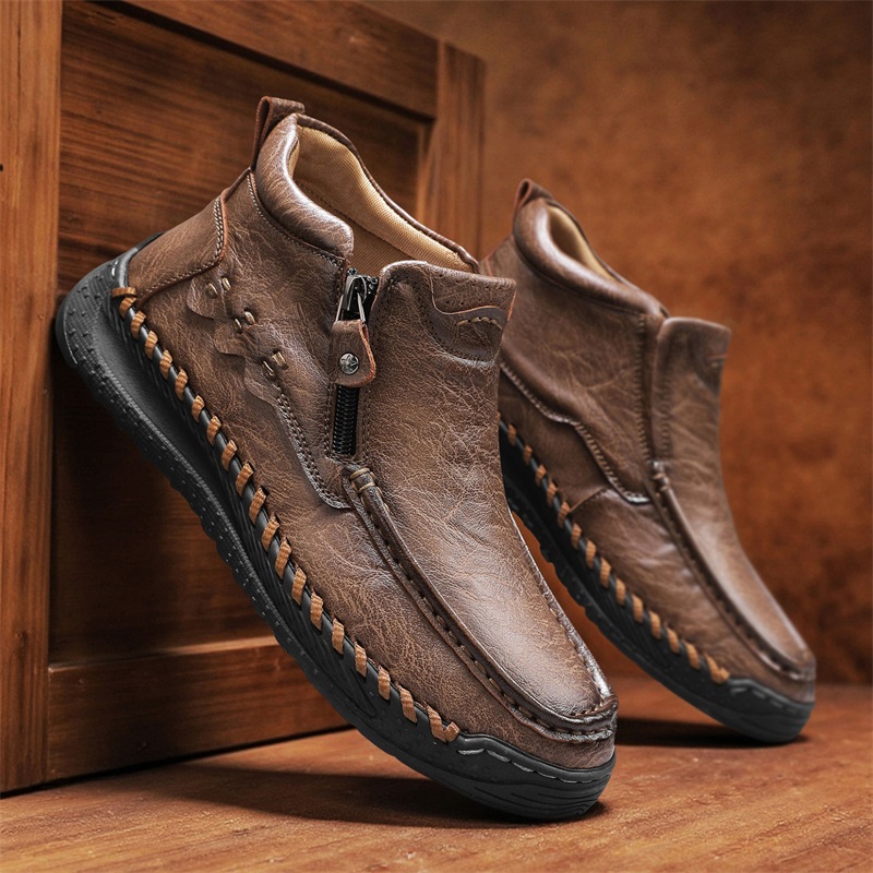 ⏰Limited Time Sale 70% OFF – Men’s Retro Leather Zip Boots 👞 Built for Comfort, Wide Toe, Arch Support, Pressure Relief, Waterproof for Every Season