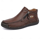(🔥LAST DAY - 70% OFF⏰️)Men's Brown Casual Ankle Boots Side Zipper Slip On Comfort Shoes Classic Outdoor Style for Mature Men Daily Wear Walking Travel and Weekend Outfits