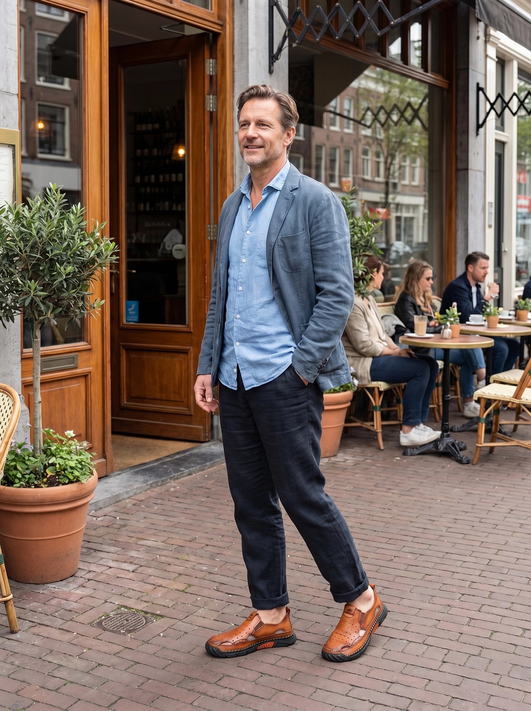 Realistic Café Leather Shoes