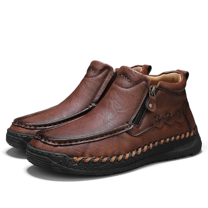 ⏰Limited Time Sale 70% OFF – Men’s Retro Leather Zip Boots 👞 Built for Comfort, Wide Toe, Arch Support, Pressure Relief, Waterproof for Every Season