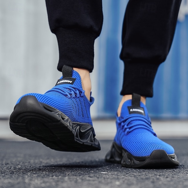 Men's Performance Sneakers, Lightweight Breathable Mesh in Electric Blue, Sporty Outdoor Shoes