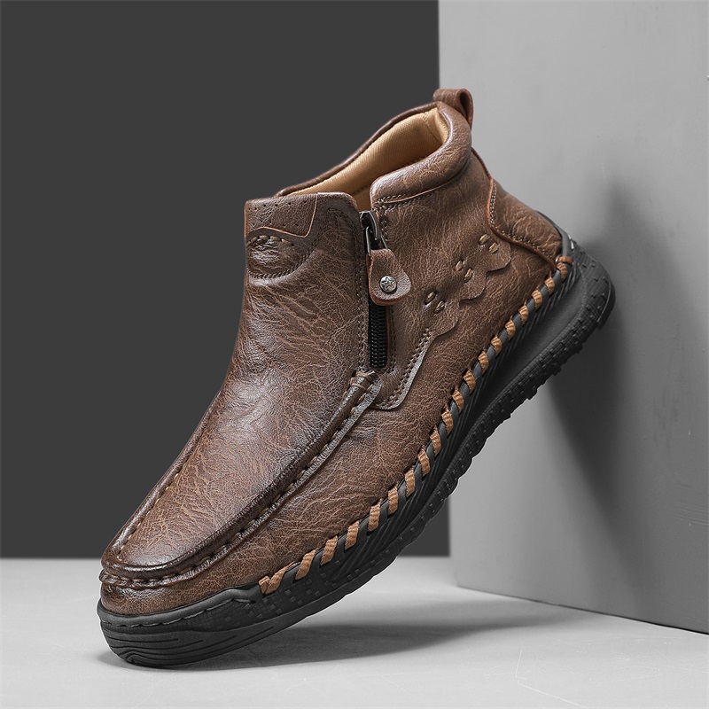 ⏰Limited Time Sale 70% OFF – Men’s Retro Leather Zip Boots 👞 Built for Comfort, Wide Toe, Arch Support, Pressure Relief, Waterproof for Every Season