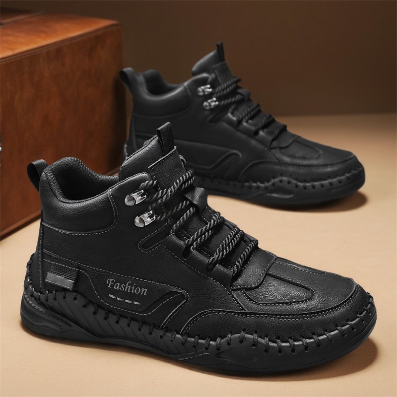(⏰Limited-Time 70% Discount Promotion) Men's Versatile Casual Handmade Boots - Waterproof, Slip-Resistant, Puncture-Resistant, Fireproof, Arch Support, Wide Toe, Shock Absorption, Outdoor Genuine Leather Boots
