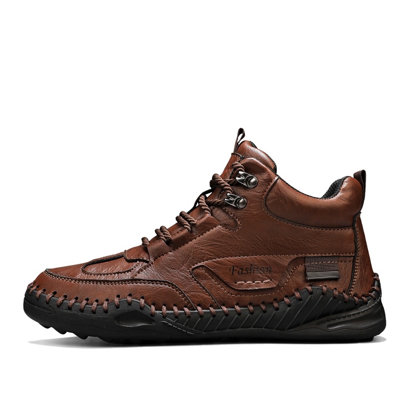 (⏰Limited-Time 70% Discount Promotion) Men's Versatile Casual Handmade Boots - Waterproof, Slip-Resistant, Puncture-Resistant, Fireproof, Arch Support, Wide Toe, Shock Absorption, Outdoor Genuine Leather Boots