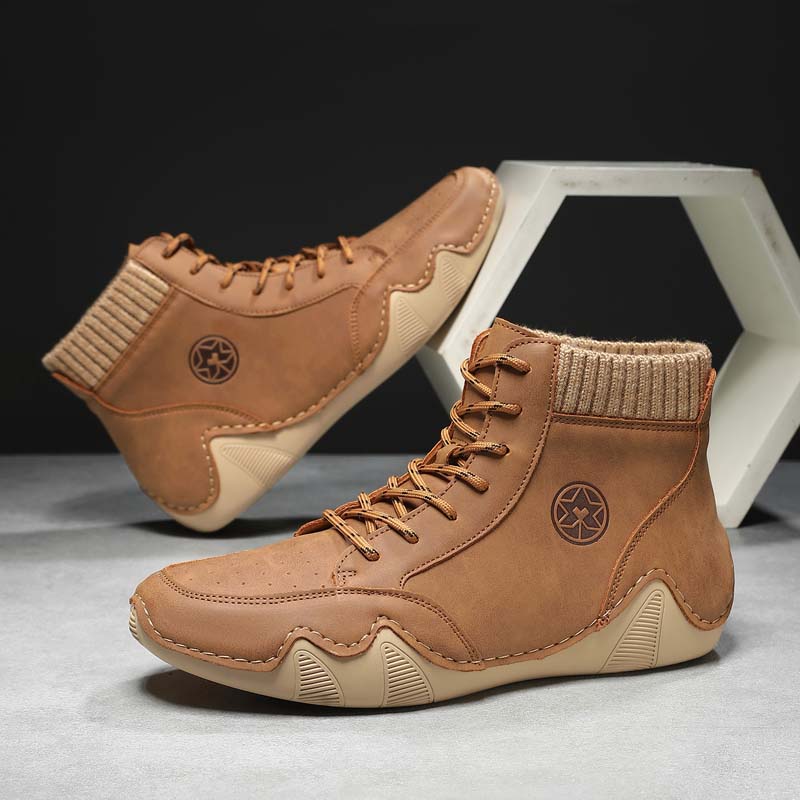 (⏰Limited Time Sale 70% OFF) Men's Orthopedic Comfort Handcrafted Leather Boots - Waterproof, Slip-Resistant, Puncture-Resistant, Arch Support, Ankle Support, Wide Toe, Shock Absorption