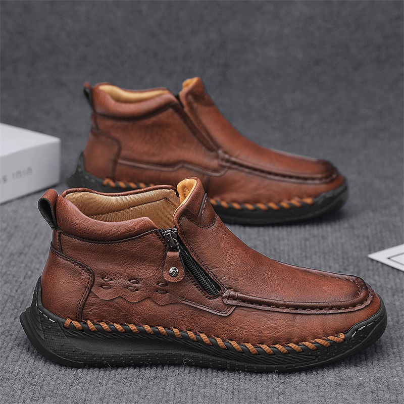 ⏰Limited Time Sale 70% OFF – Men’s Retro Leather Zip Boots 👞 Built for Comfort, Wide Toe, Arch Support, Pressure Relief, Waterproof for Every Season