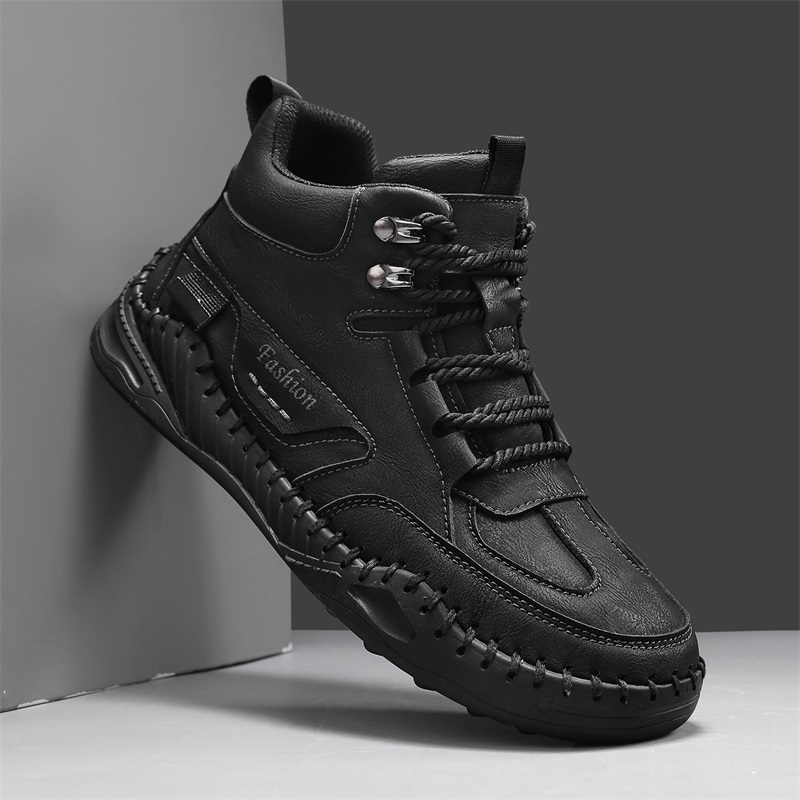 (⏰Limited-Time 70% Discount Promotion) Men's Versatile Casual Handmade Boots - Waterproof, Slip-Resistant, Puncture-Resistant, Fireproof, Arch Support, Wide Toe, Shock Absorption, Outdoor Genuine Leather Boots