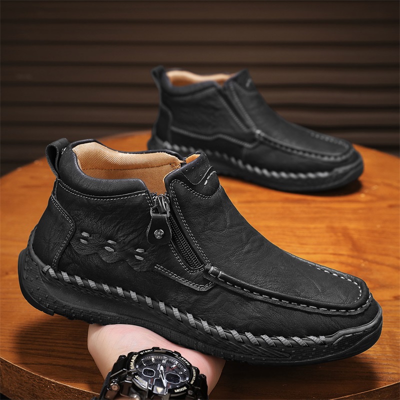 ⏰Limited Time Sale 70% OFF – Men’s Retro Leather Zip Boots 👞 Built for Comfort, Wide Toe, Arch Support, Pressure Relief, Waterproof for Every Season
