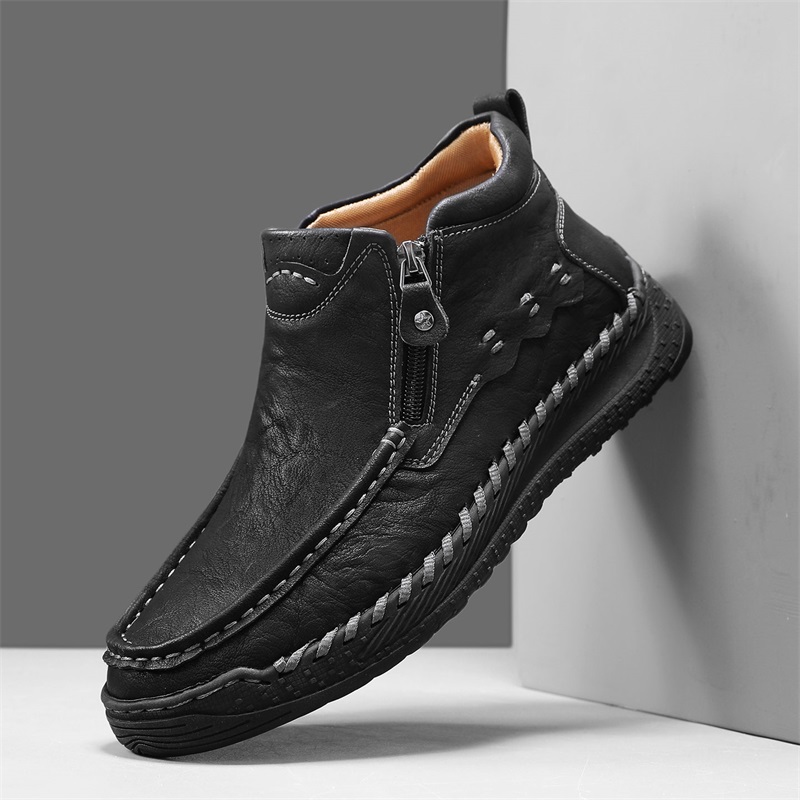 ⏰Limited Time Sale 70% OFF – Men’s Retro Leather Zip Boots 👞 Built for Comfort, Wide Toe, Arch Support, Pressure Relief, Waterproof for Every Season