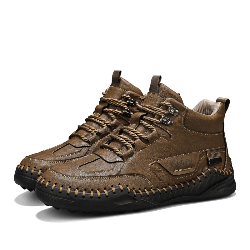(⏰Limited-Time 70% Discount Promotion) Men's Versatile Casual Handmade Boots - Waterproof, Slip-Resistant, Puncture-Resistant, Fireproof, Arch Support, Wide Toe, Shock Absorption, Outdoor Genuine Leather Boots