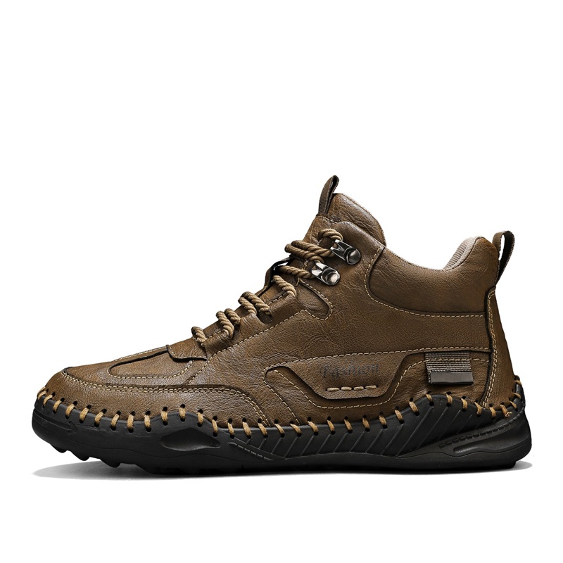 (⏰Limited-Time 70% Discount Promotion) Men's Versatile Casual Handmade Boots - Waterproof, Slip-Resistant, Puncture-Resistant, Fireproof, Arch Support, Wide Toe, Shock Absorption, Outdoor Genuine Leather Boots