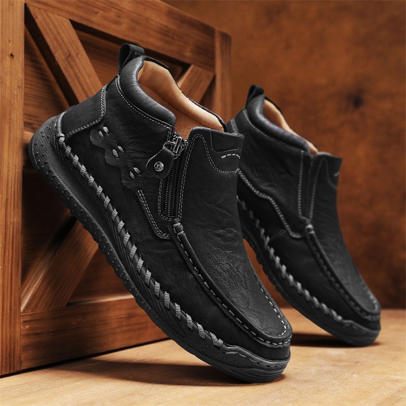 ⏰Limited Time Sale 70% OFF – Men’s Retro Leather Zip Boots 👞 Built for Comfort, Wide Toe, Arch Support, Pressure Relief, Waterproof for Every Season