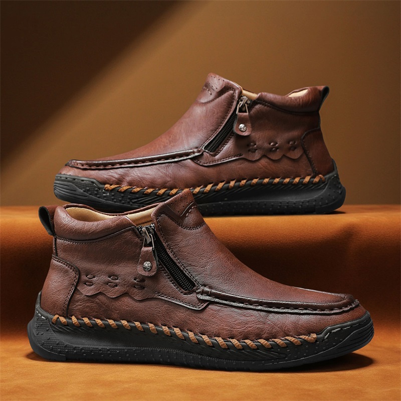 ⏰Limited Time Sale 70% OFF – Men’s Retro Leather Zip Boots 👞 Built for Comfort, Wide Toe, Arch Support, Pressure Relief, Waterproof for Every Season