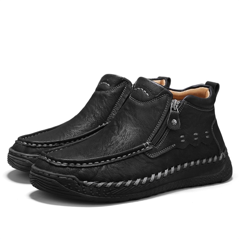 ⏰Limited Time Sale 70% OFF – Men’s Retro Leather Zip Boots 👞 Built for Comfort, Wide Toe, Arch Support, Pressure Relief, Waterproof for Every Season