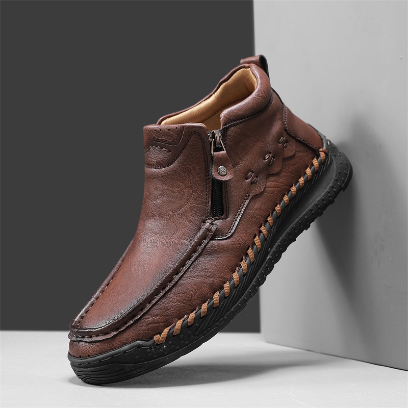 ⏰Limited Time Sale 70% OFF – Men’s Retro Leather Zip Boots 👞 Built for Comfort, Wide Toe, Arch Support, Pressure Relief, Waterproof for Every Season
