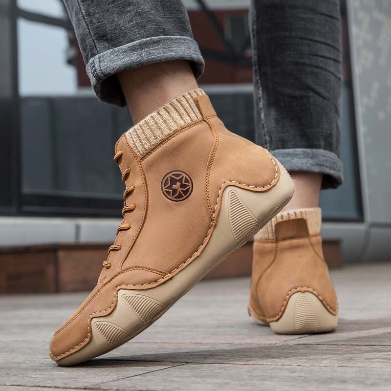 (⏰Limited Time Sale 70% OFF) Men's Orthopedic Comfort Handcrafted Leather Boots - Waterproof, Slip-Resistant, Puncture-Resistant, Arch Support, Ankle Support, Wide Toe, Shock Absorption