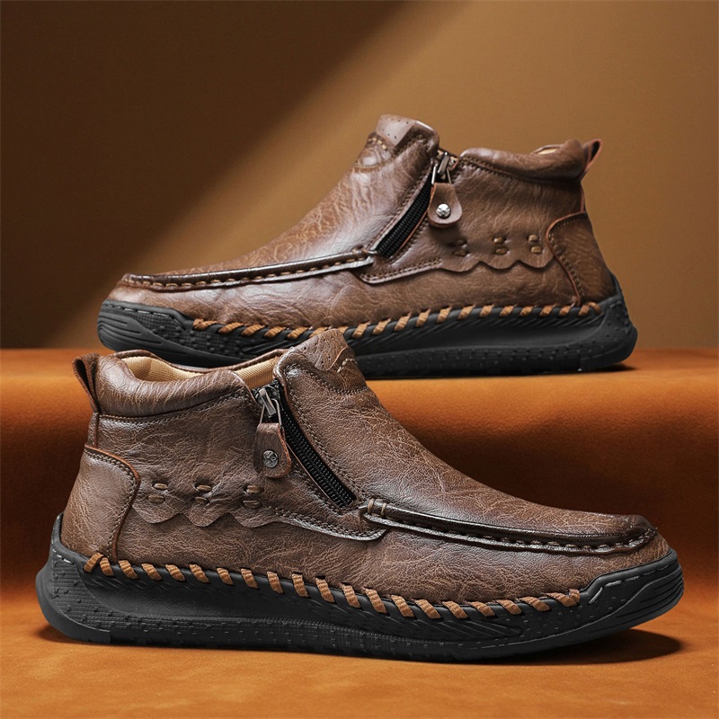 ⏰Limited Time Sale 70% OFF – Men’s Retro Leather Zip Boots 👞 Built for Comfort, Wide Toe, Arch Support, Pressure Relief, Waterproof for Every Season