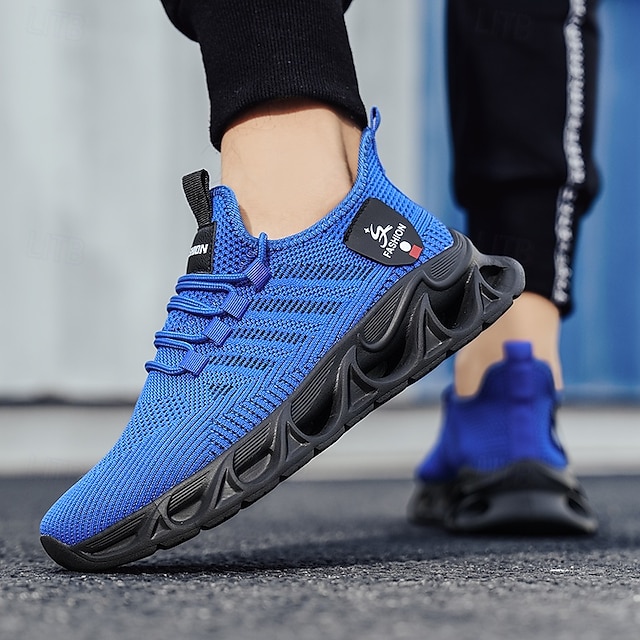 Men's Performance Sneakers, Lightweight Breathable Mesh in Electric Blue, Sporty Outdoor Shoes