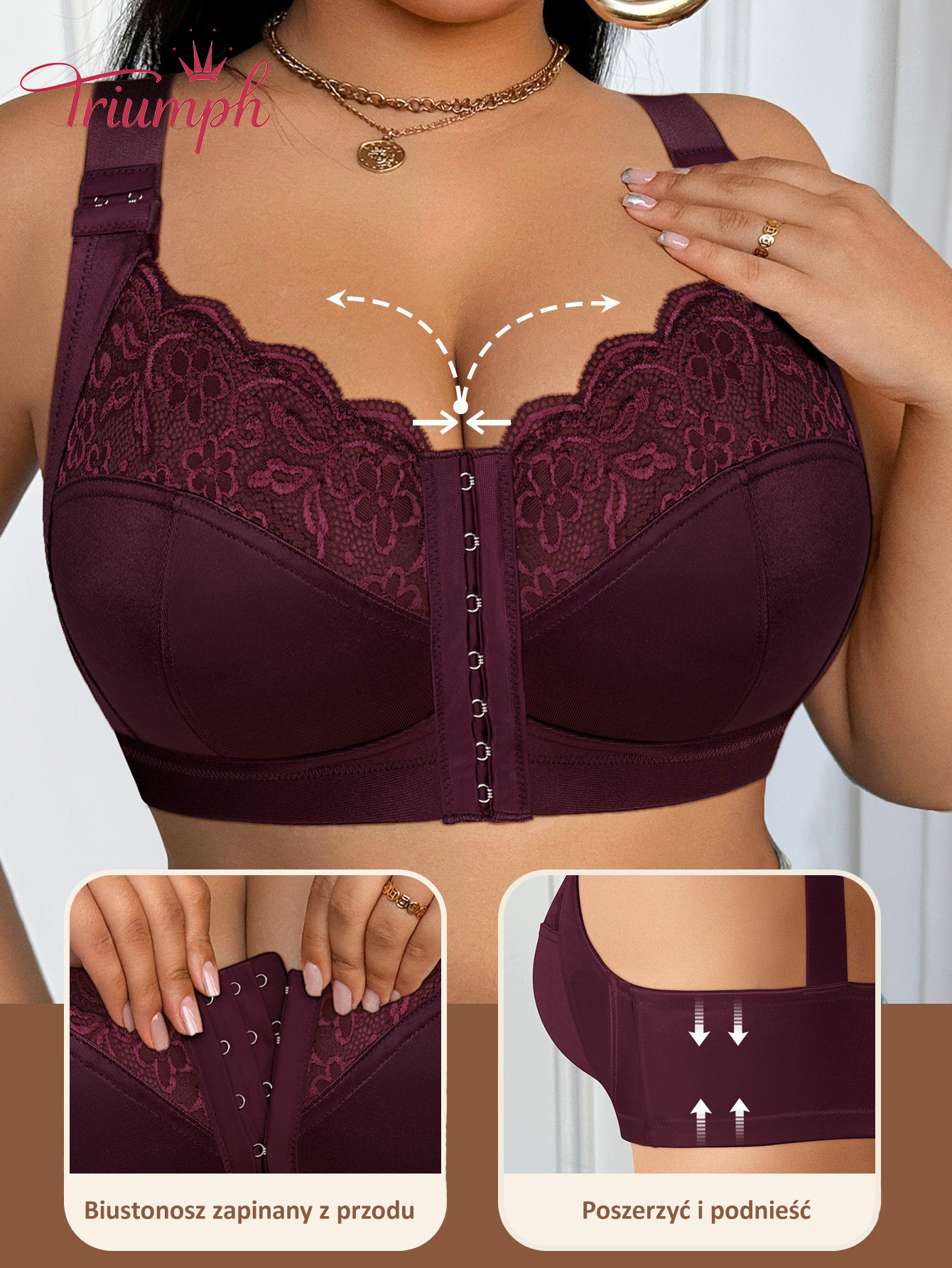 [Copy]Triumph®👑4-częściowy✨✨70% zniżki💝na wygodny biustonosz z haftem w kwiaty w dużych rozmiarach [65A-120H]