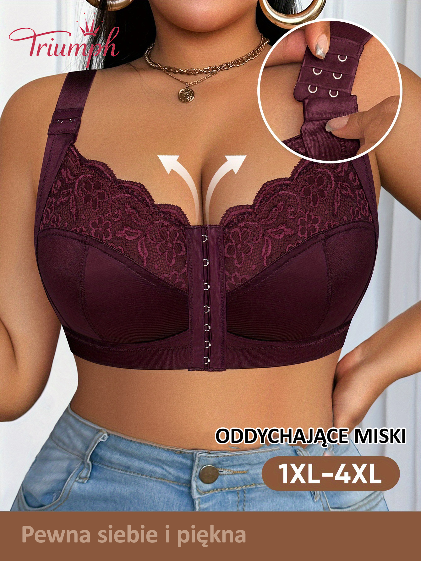 [Copy]Triumph®👑4-częściowy✨✨70% zniżki💝na wygodny biustonosz z haftem w kwiaty w dużych rozmiarach [65A-120H]