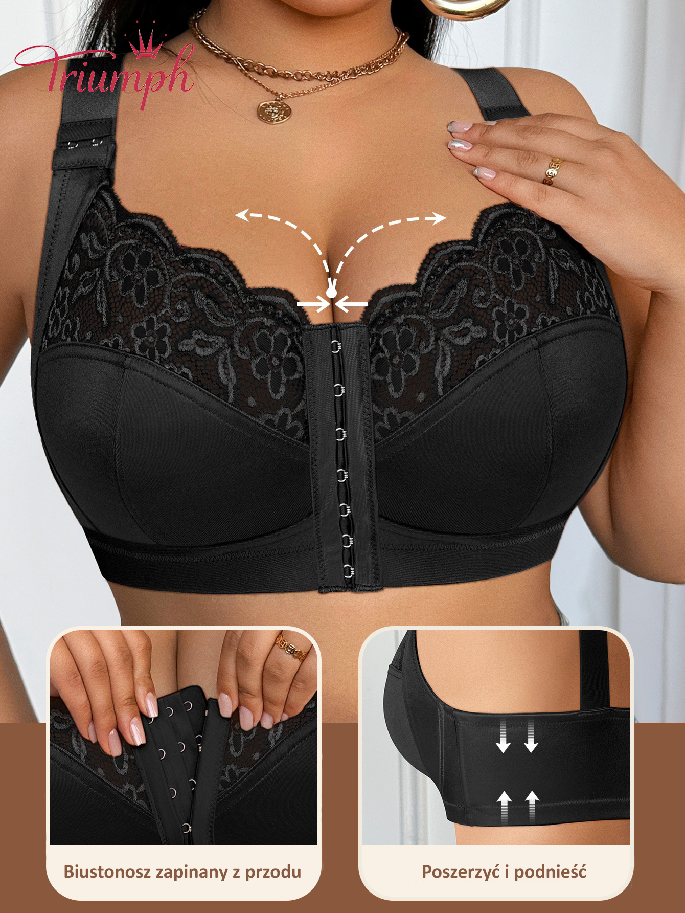 [Copy]Triumph®👑4-częściowy✨✨70% zniżki💝na wygodny biustonosz z haftem w kwiaty w dużych rozmiarach [65A-120H]