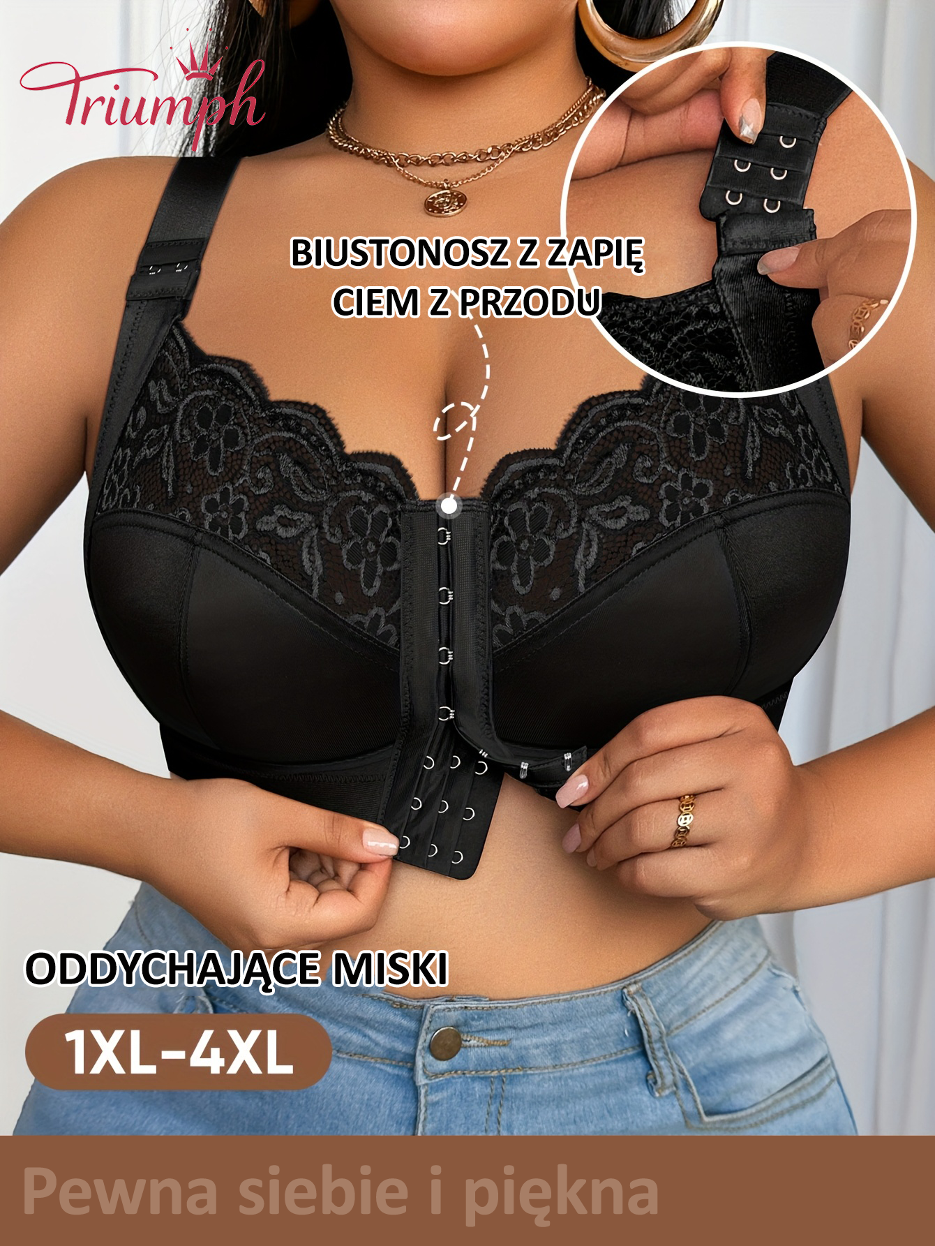 [Copy]Triumph®👑4-częściowy✨✨70% zniżki💝na wygodny biustonosz z haftem w kwiaty w dużych rozmiarach [65A-120H]