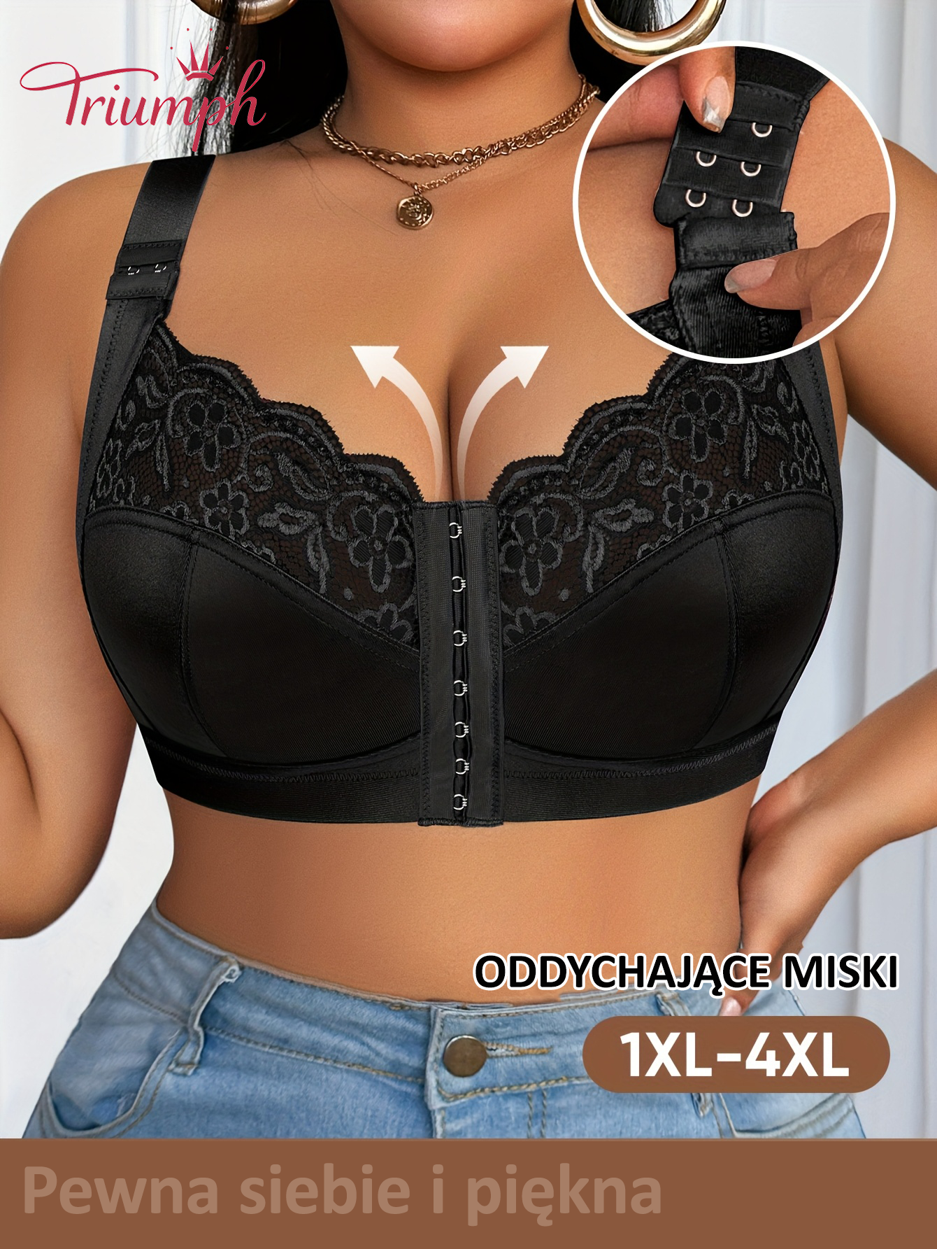 [Copy]Triumph®👑4-częściowy✨✨70% zniżki💝na wygodny biustonosz z haftem w kwiaty w dużych rozmiarach [65A-120H]