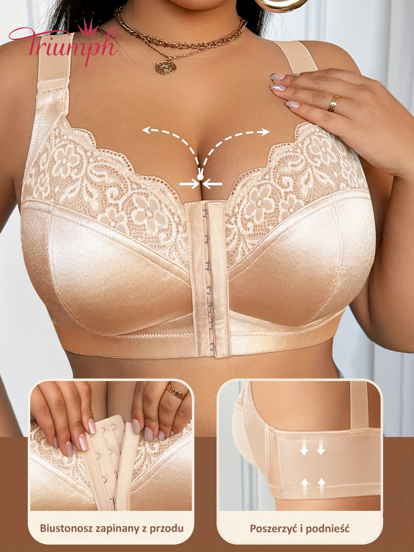 [Copy]Triumph®👑4-częściowy✨✨70% zniżki💝na wygodny biustonosz z haftem w kwiaty w dużych rozmiarach [65A-120H]