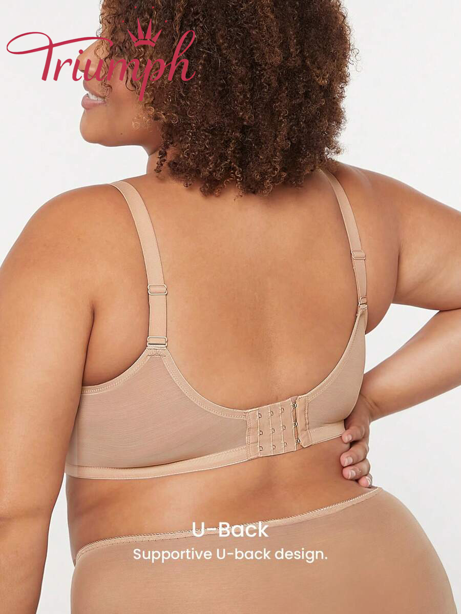 Triumph - 4 szt. 🤎 Seksowna bielizna, swobodny, krągły, pełny, niepodszyty koronkowy biustonosz