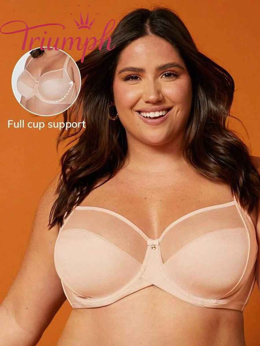 Triumph - 4 szt. 🎖 Biustonosz push-up z siateczki bez podszewki, zapewniający pełne pokrycie
