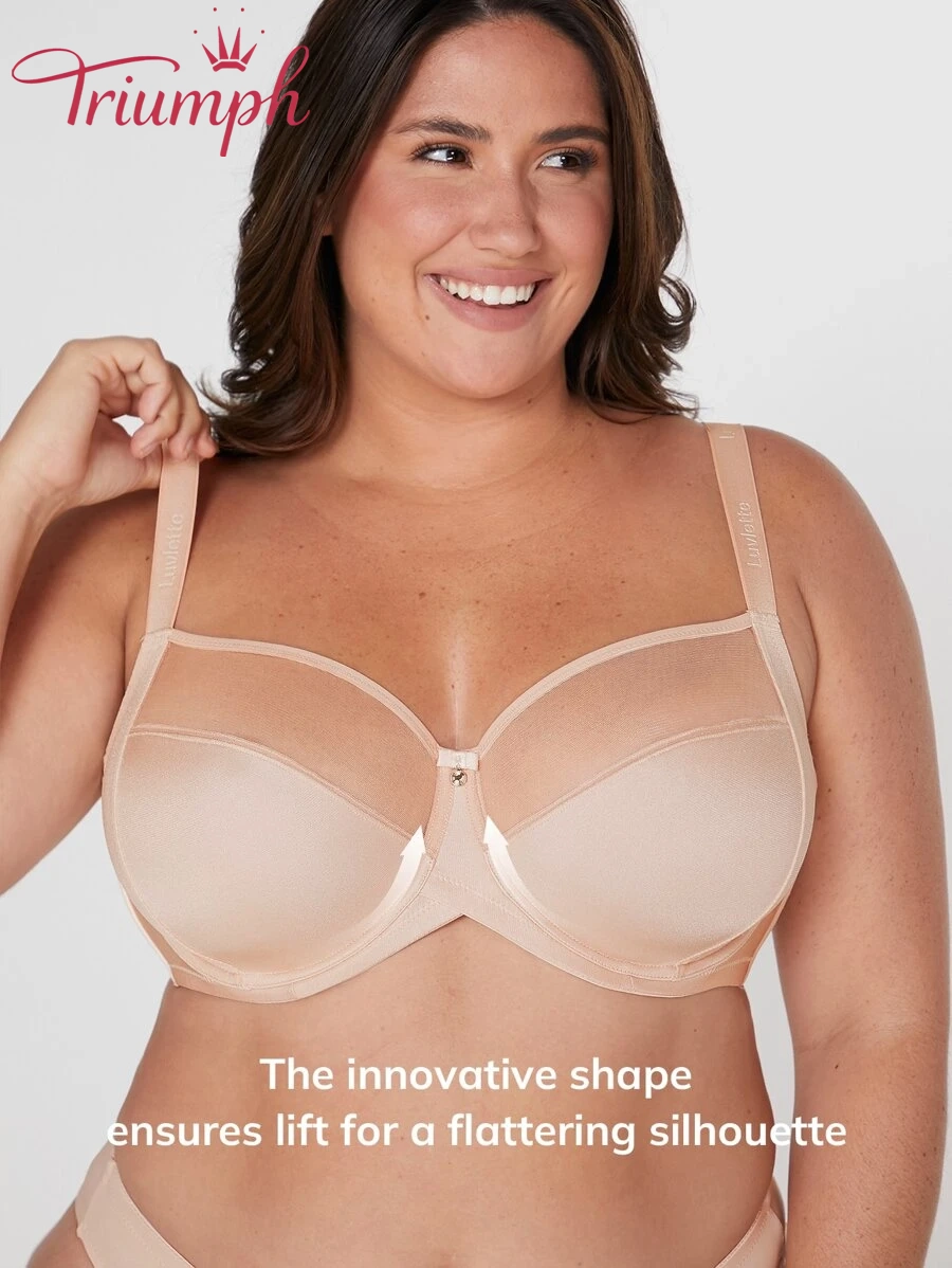 Triumph - 4 szt. 🎖 Biustonosz push-up z siateczki bez podszewki, zapewniający pełne pokrycie