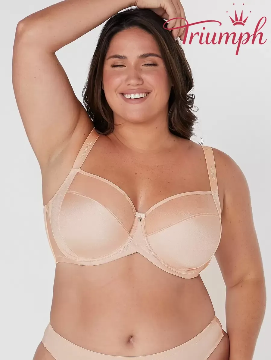 Triumph - 4 szt. 🎖 Biustonosz push-up z siateczki bez podszewki, zapewniający pełne pokrycie