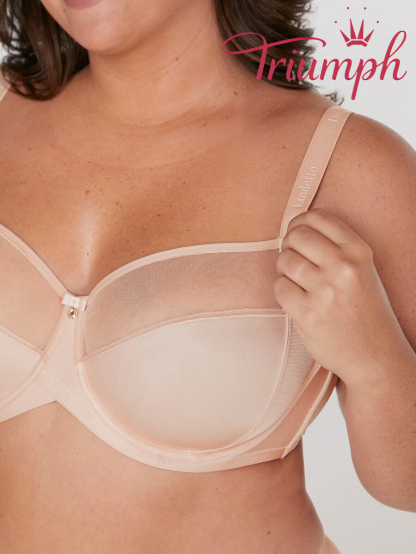 Triumph - 4 szt. 🎖 Biustonosz push-up z siateczki bez podszewki, zapewniający pełne pokrycie