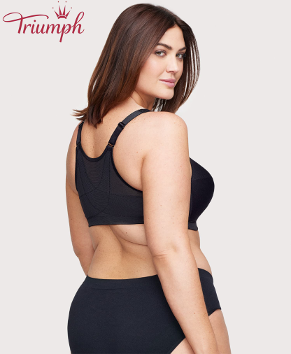 Triumph - (4 sztuki) 💎 Biustonosz z oddychającej koronki w kwiaty zapinany z przodu na guziki, wysokiej jakości