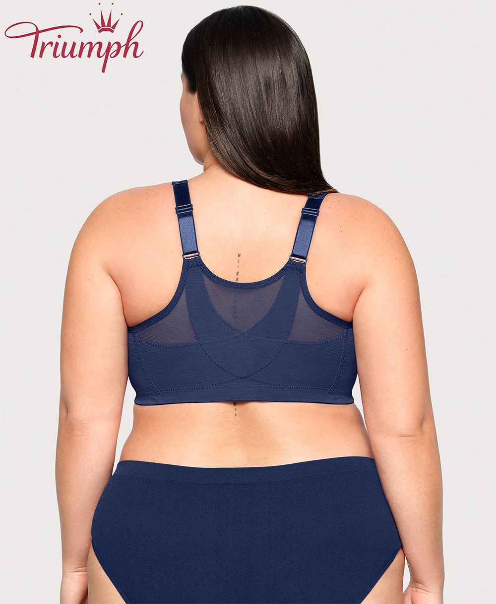 Triumph - (4 sztuki) 💎 Biustonosz z oddychającej koronki w kwiaty zapinany z przodu na guziki, wysokiej jakości