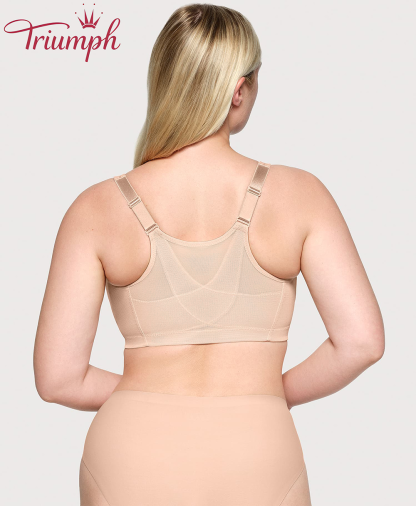 Triumph - (4 sztuki) 💎 Biustonosz z oddychającej koronki w kwiaty zapinany z przodu na guziki, wysokiej jakości