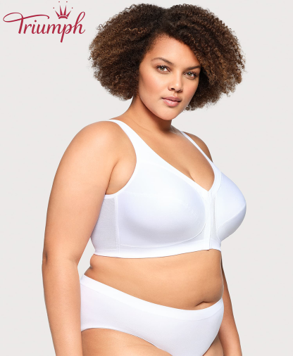 Triumph - (4 sztuki) 💎 Biustonosz z oddychającej koronki w kwiaty zapinany z przodu na guziki, wysokiej jakości