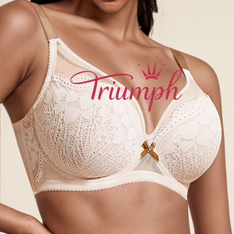 Triumph – 4 sztuki 🌷 Letni, bezszwowy, ultracienki, koronkowy biustonosz w dużym rozmiarze, seksowny