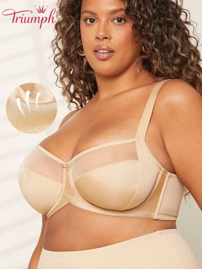 Triumph - 4 szt. 🎖 Biustonosz push-up z siateczki bez podszewki, zapewniający pełne pokrycie