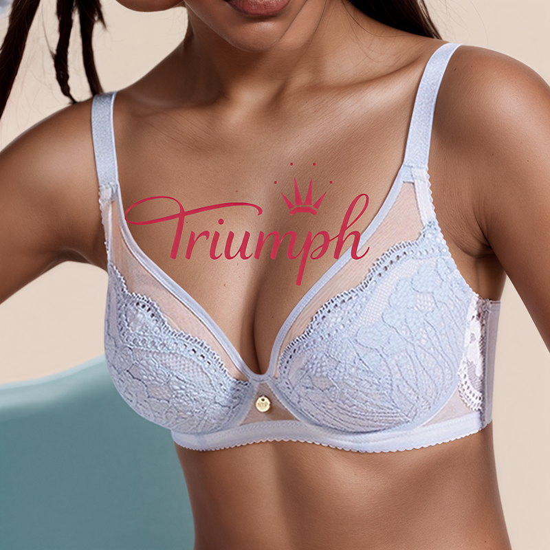 Triumph – 4 sztuki 🌷 Letni, bezszwowy, ultracienki, koronkowy biustonosz w dużym rozmiarze, seksowny