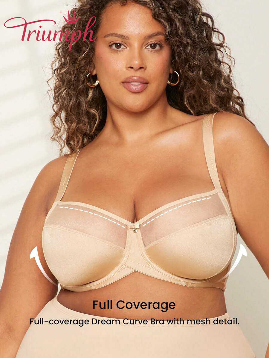 Triumph - 4 szt. 🎖 Biustonosz push-up z siateczki bez podszewki, zapewniający pełne pokrycie