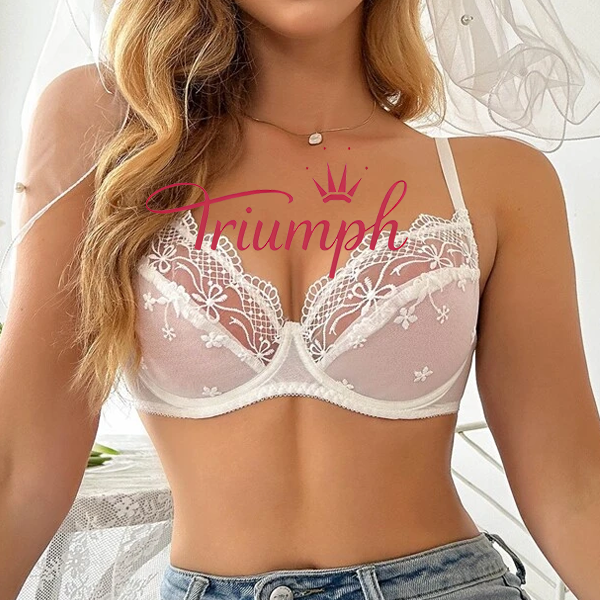 Triumph-4 sztuki ✨Biustonosz damski z fiszbinami i koronką