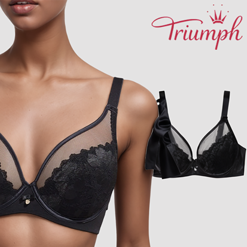 Triumph – 4 sztuki 💎 Starlight Ultracienki biustonosz wyszczuplający w dużym rozmiarze z koronką i pełnymi miseczkami, zapobiegający powstawaniu pęcherzy